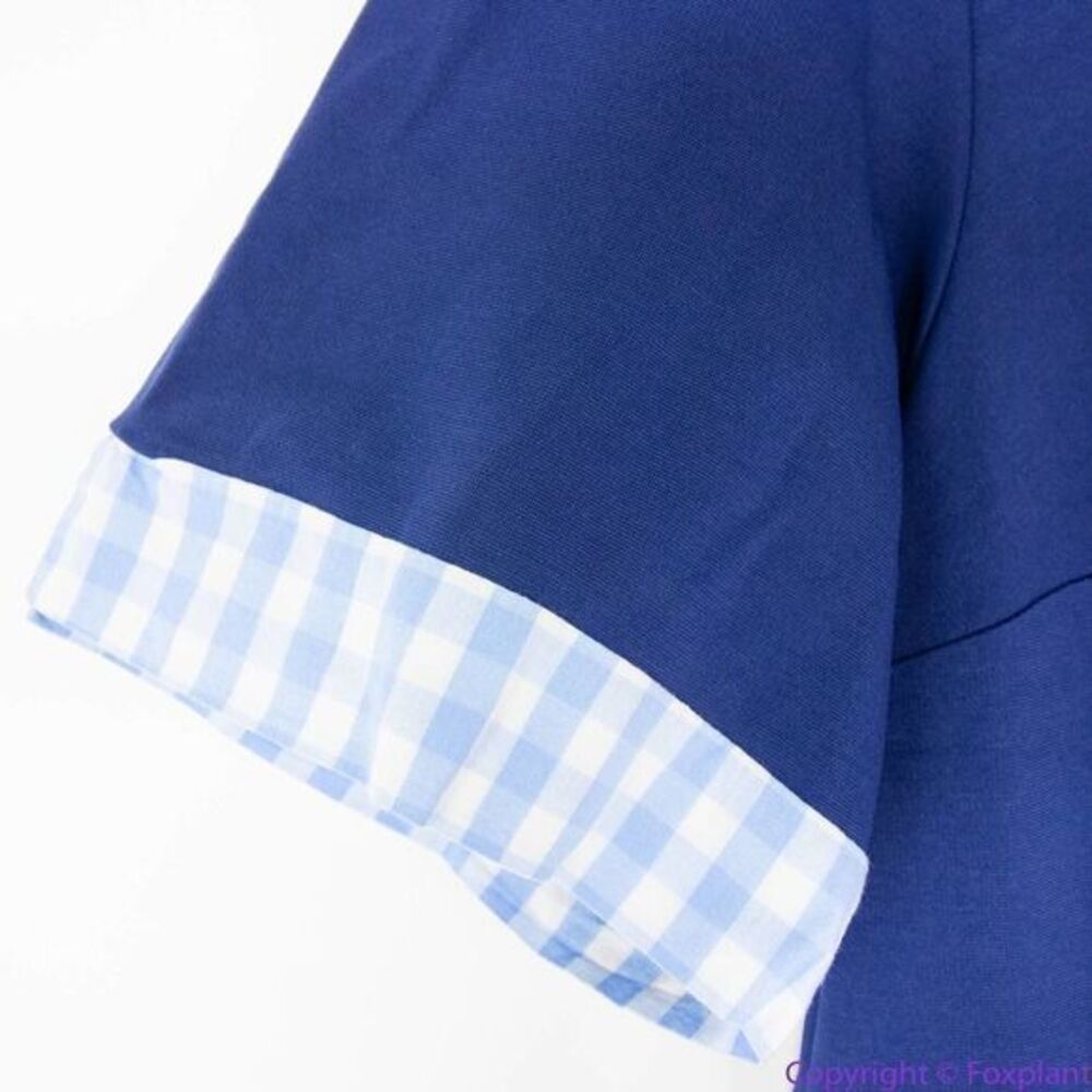 Unique Vintage Gwynnie Bee Gingham Collar Navy Fit-And-Flare Dress, 3X - Picture 11 of 16
